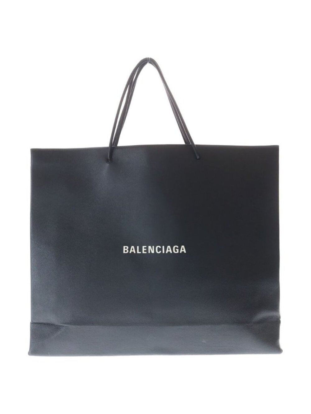 Balenciaga Leather Logo Shopping Tote Bag Black